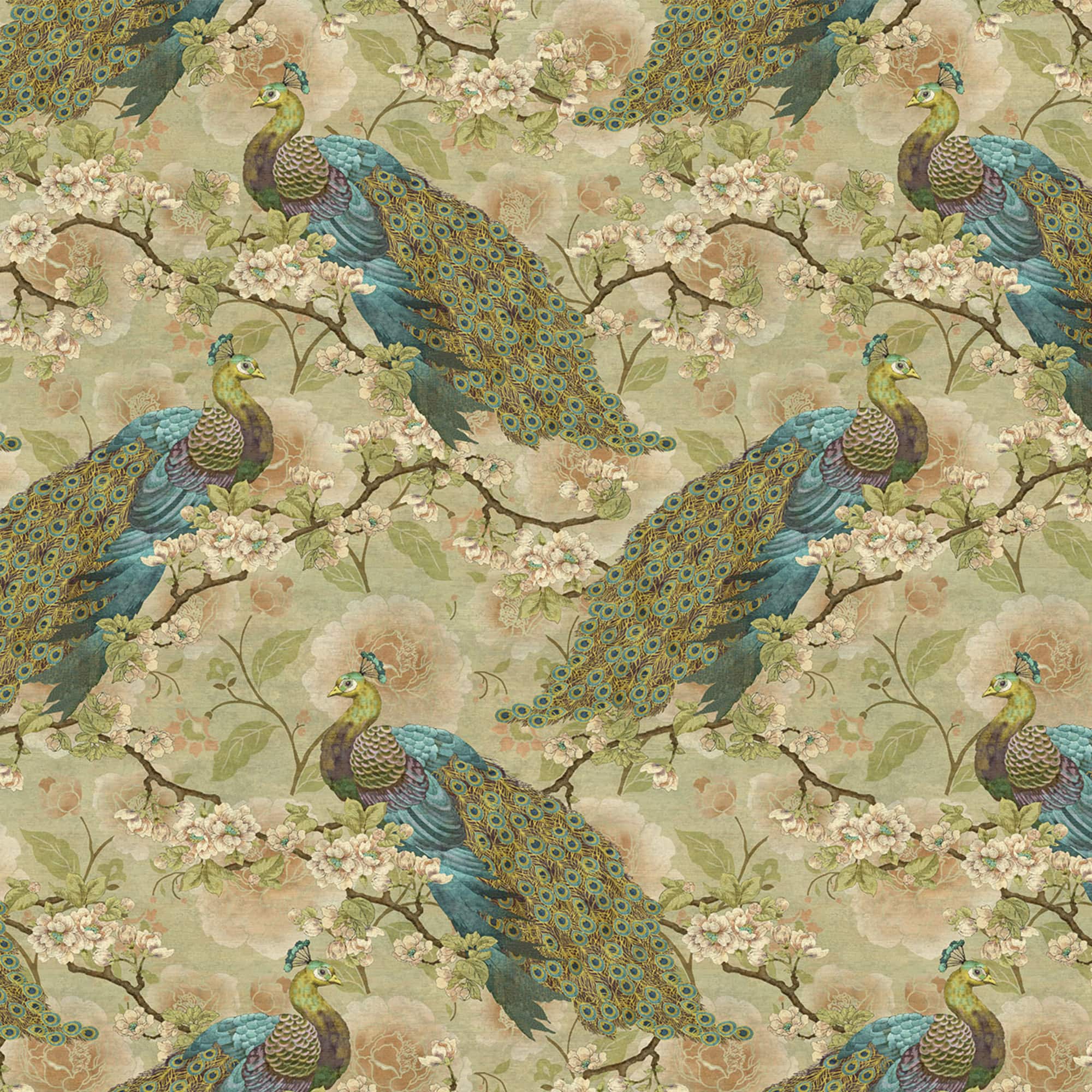Springs Creative Indian Peacock Floral Cotton Fabric